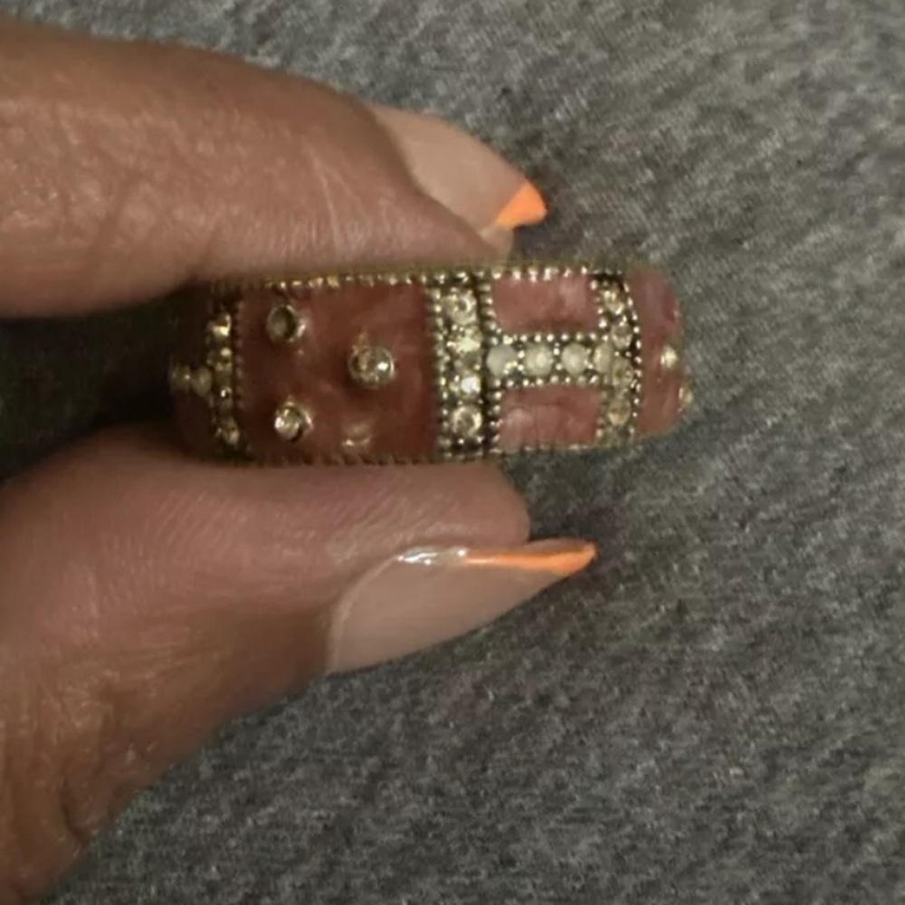 Heidi Daus Mauve Enamel Swarovski Cigar Band Size 10